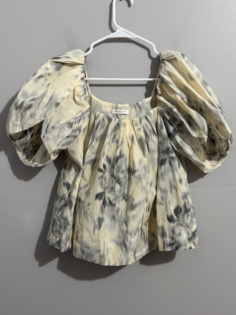 Rebecca Taylor Blouse 4 Puff Flounce Sleeve Square Neck Romantic Whisper Rose